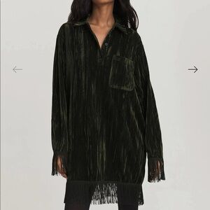 Something Navy Phoebe Green Velvet Fringe Dress